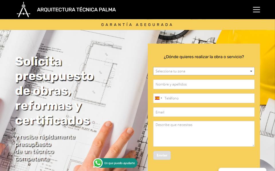 Portada de la web de Arquitectura Técnica Palma