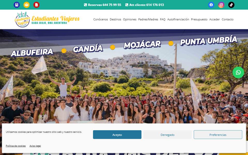 Portada de la web de Estudiantes Viajeros