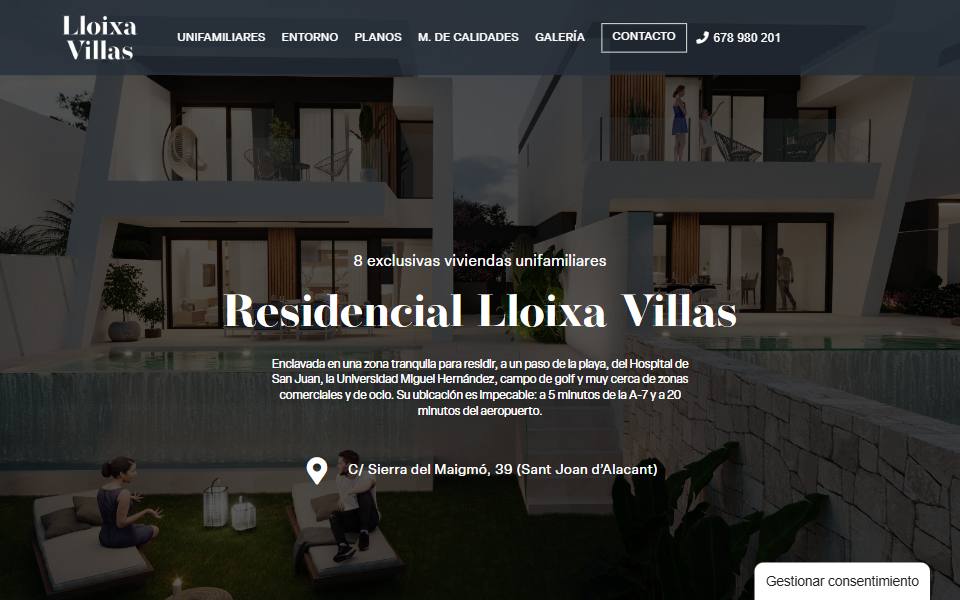 Portada de la web de Lloixa Villas