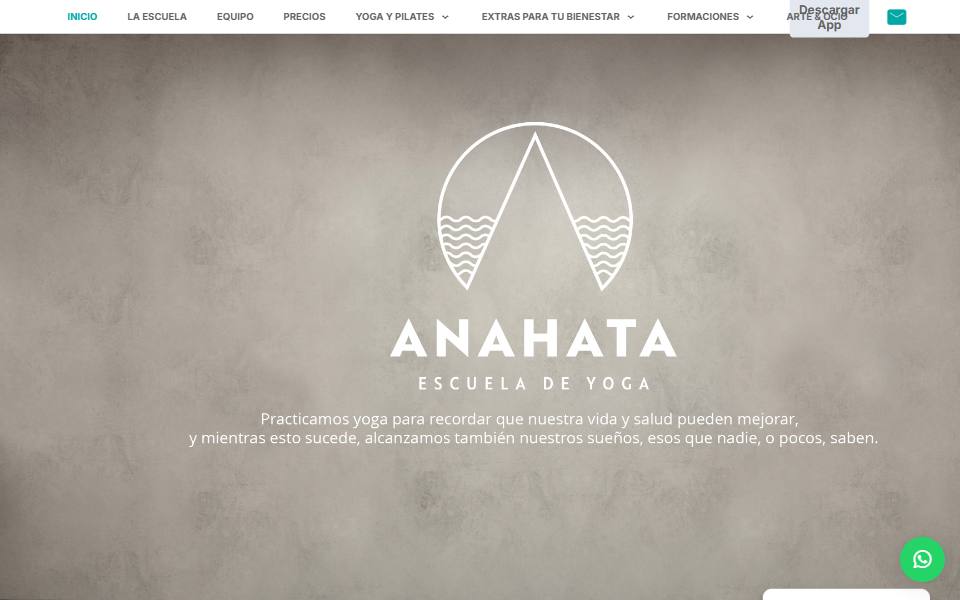 Portada de la web de Escuela de Yoga Anahata