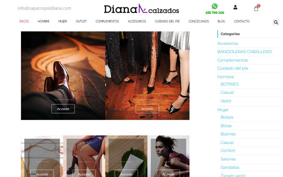Portada de la web de Zapatos Piel Diana